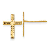 14k Polished & Satin Heart Cross Earrings